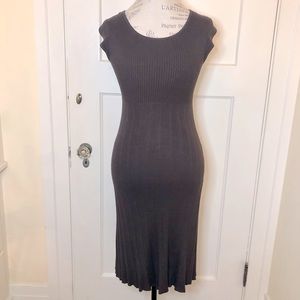Max Studio XS cap sleeved ribbed knit dress, dark chocolate brown